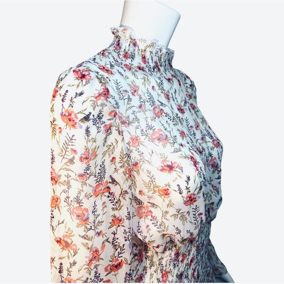 Princess Polly Floral Smocked Ruffle Layered Skirt Long Sleeve Dress ~ Size 8 - Picture 6 of 12